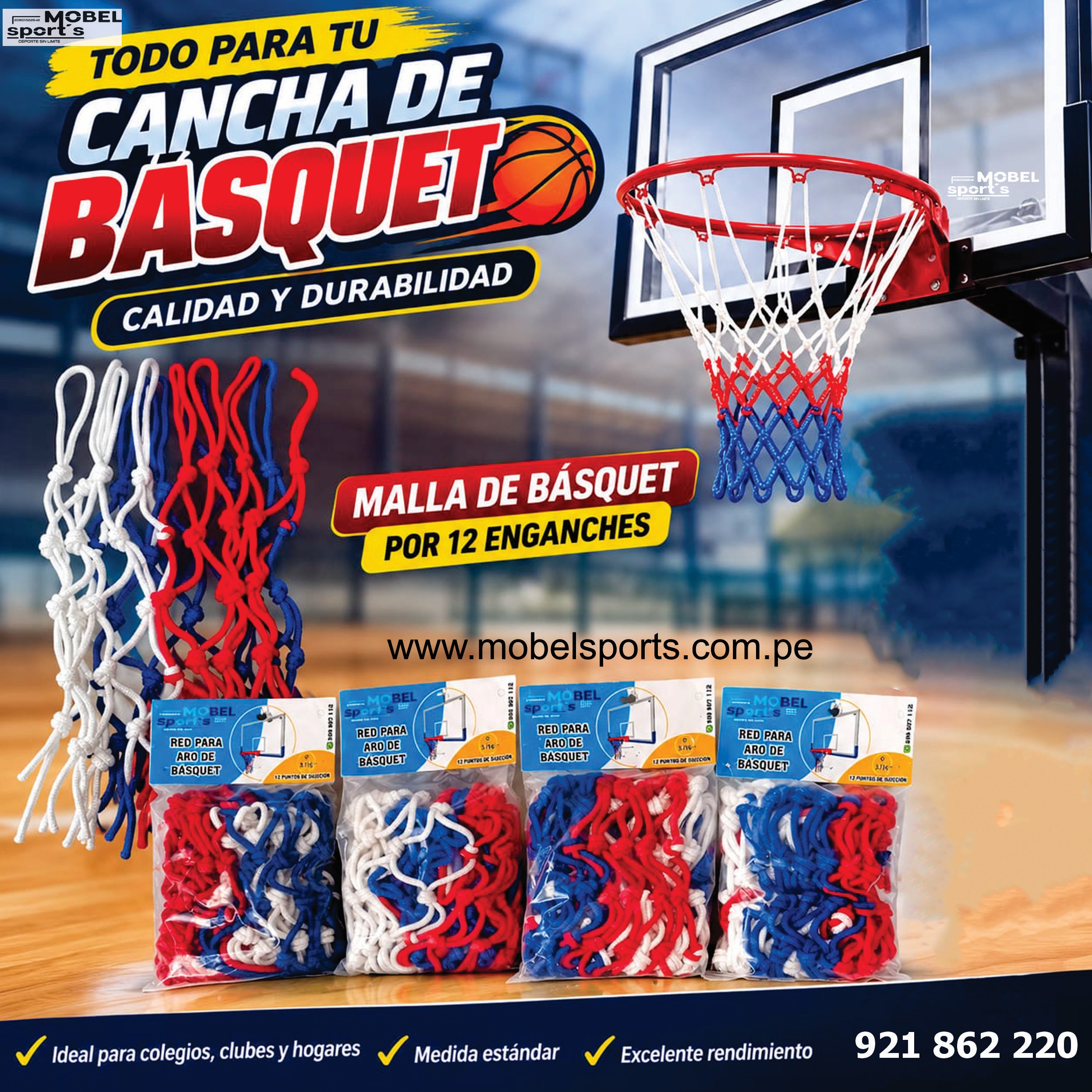 Malla para canasta de baloncesto / mobel sports