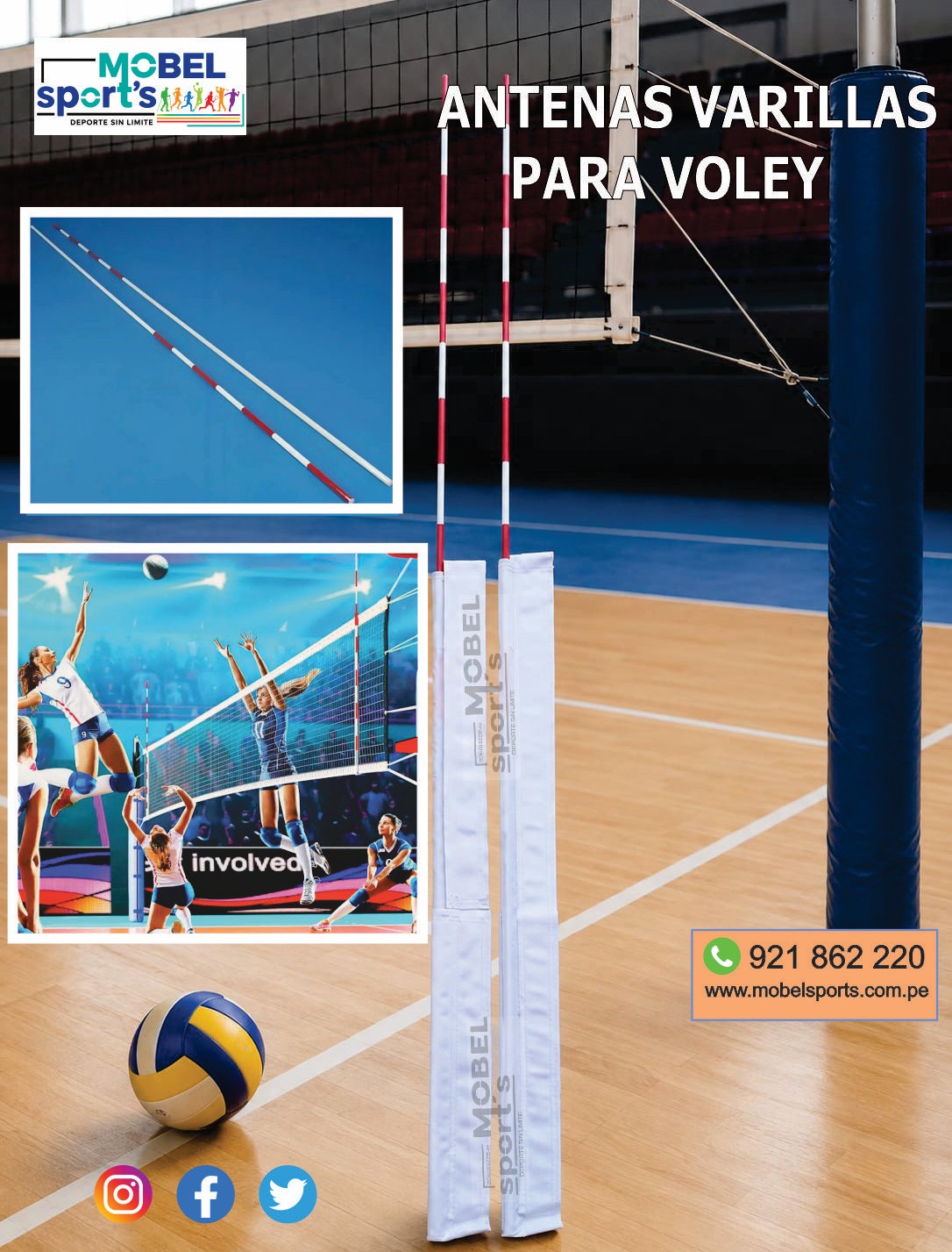 ANTENAS VARILLAS PARA VÓLEY MÁS FUNDAS / MOBEL SPORTS