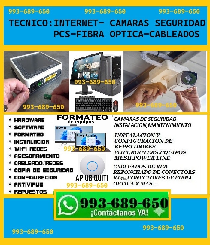REPARACION INTERNET,FIBRA OPTICA,PCS,CAMARAS SEGURIDAD