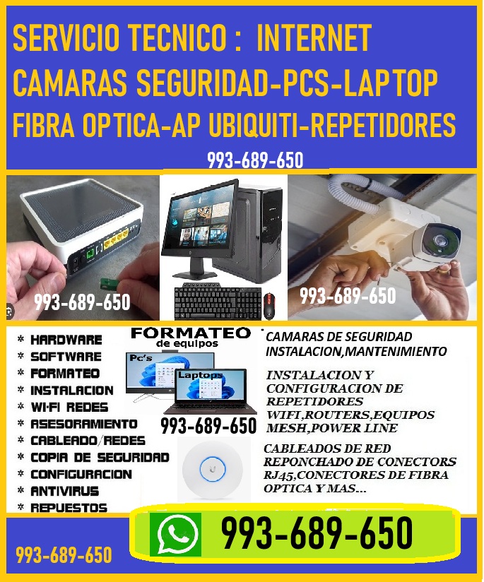 SOPORTES TECNICOS INTERNET,PCS,FIBRA OPTICA,CAMARAS SEGURIDAD