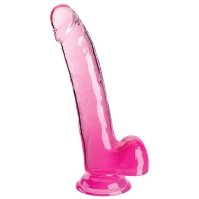 B-CONSOLADOR KING COCK CLEAR ROSA 9 CON TESTICULO