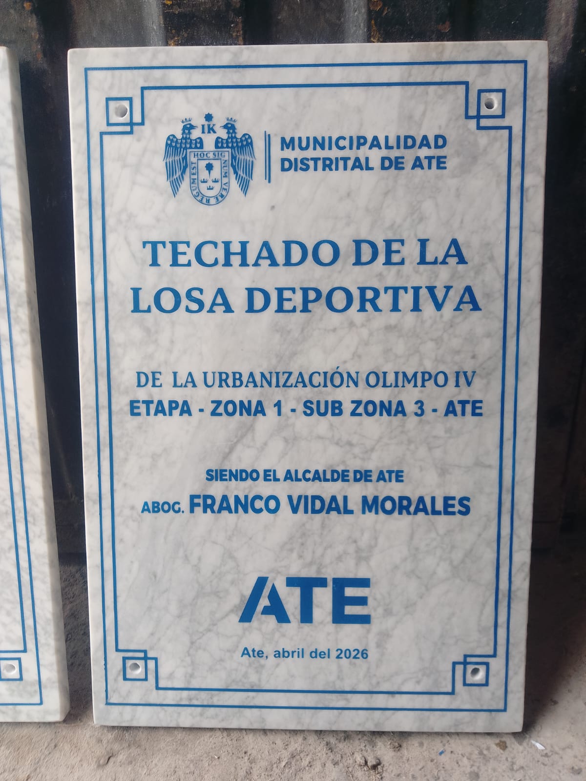 PLACAS DE MÁRMOL PARA INAUGURACIÓN DE OBRAS