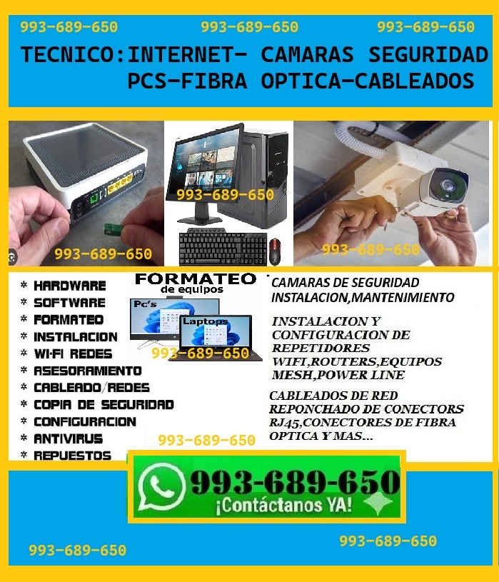 SOPORTE TECNICO A INTERNET,REPARACIONES,INSTALACIONES CAMARAS SEGURIDAD