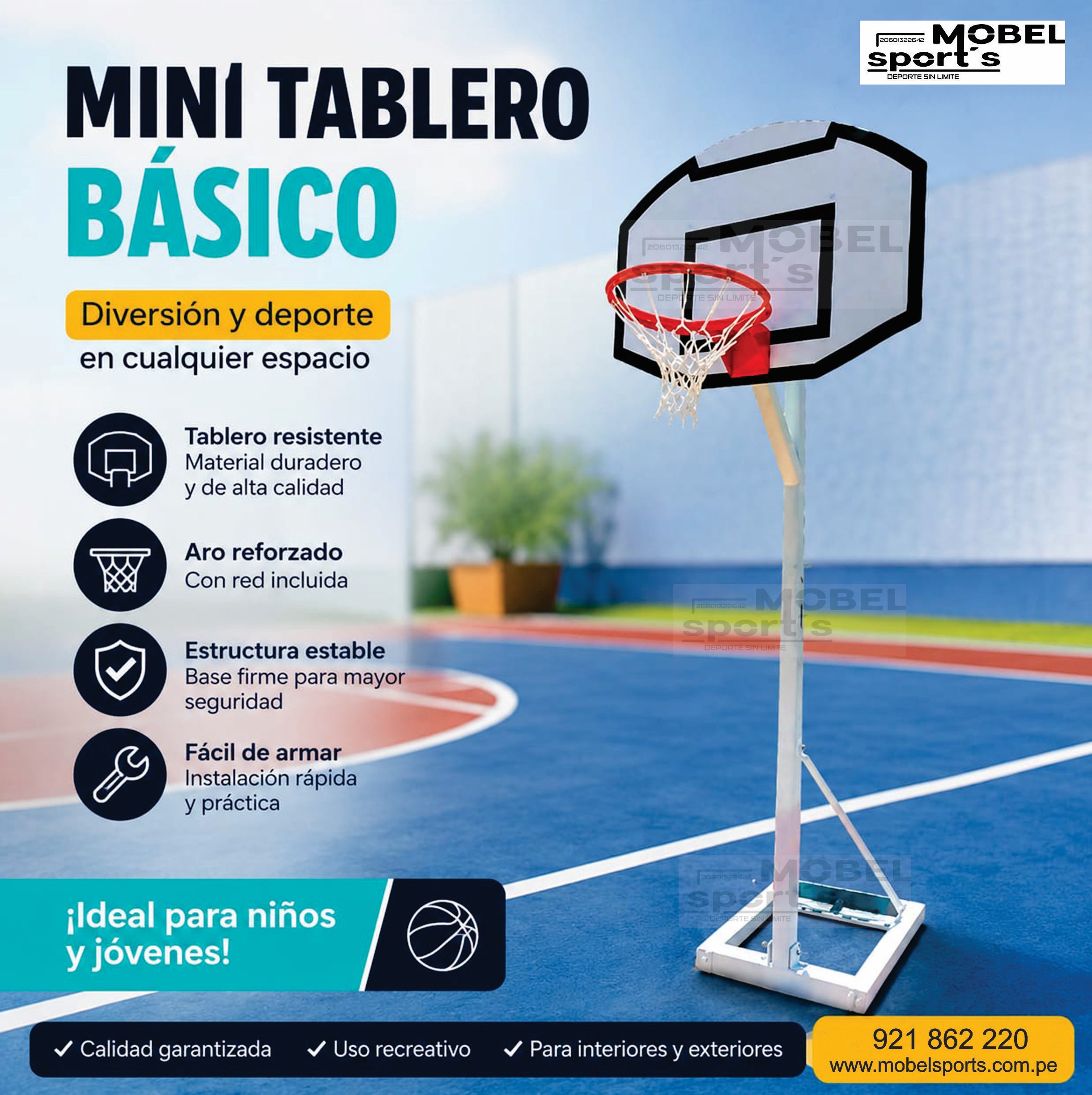 Arco de fulbito con castillo de básquet / mobel sports
