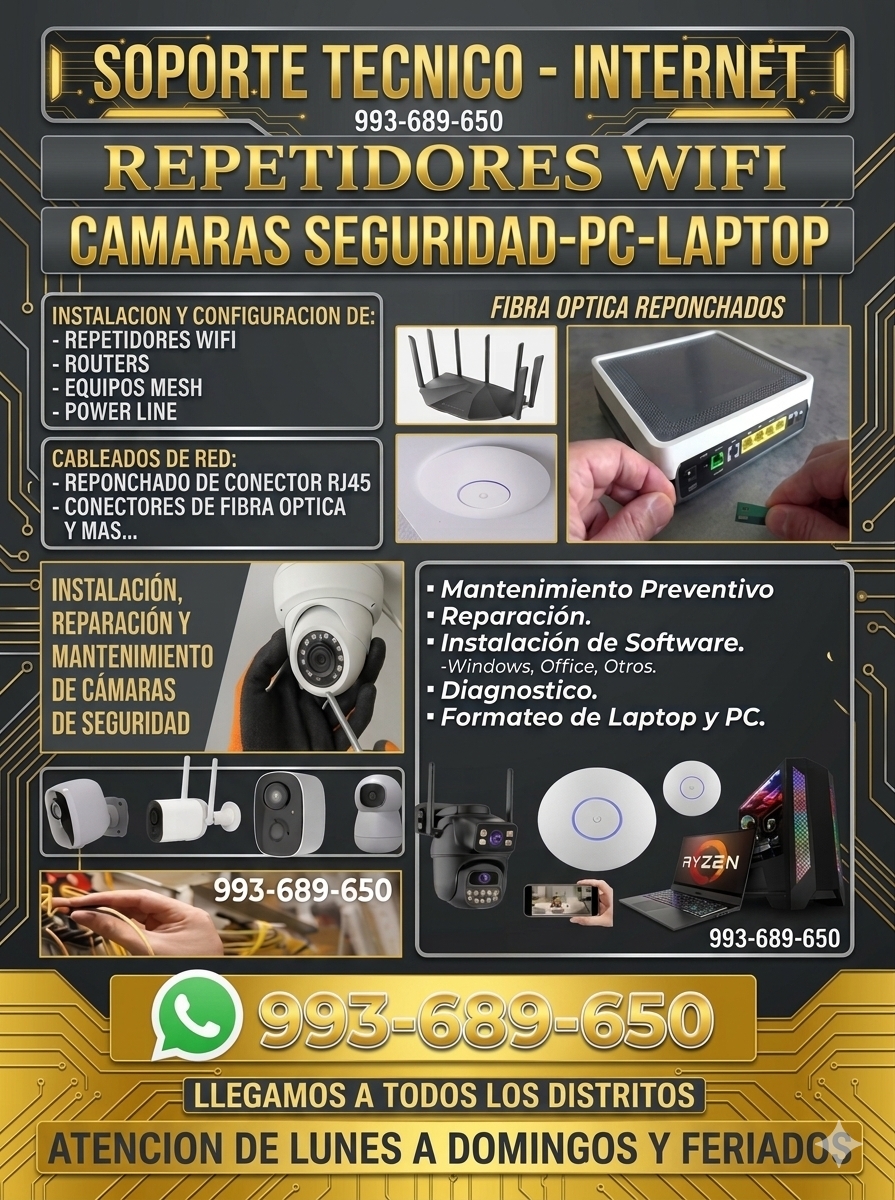 Servicio Técnico en Redes Internet, Seguridad Digital,fibra optica y Cómputo