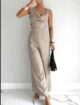 Enterizo Elegante de Pierna Ancha con Escote Drapado