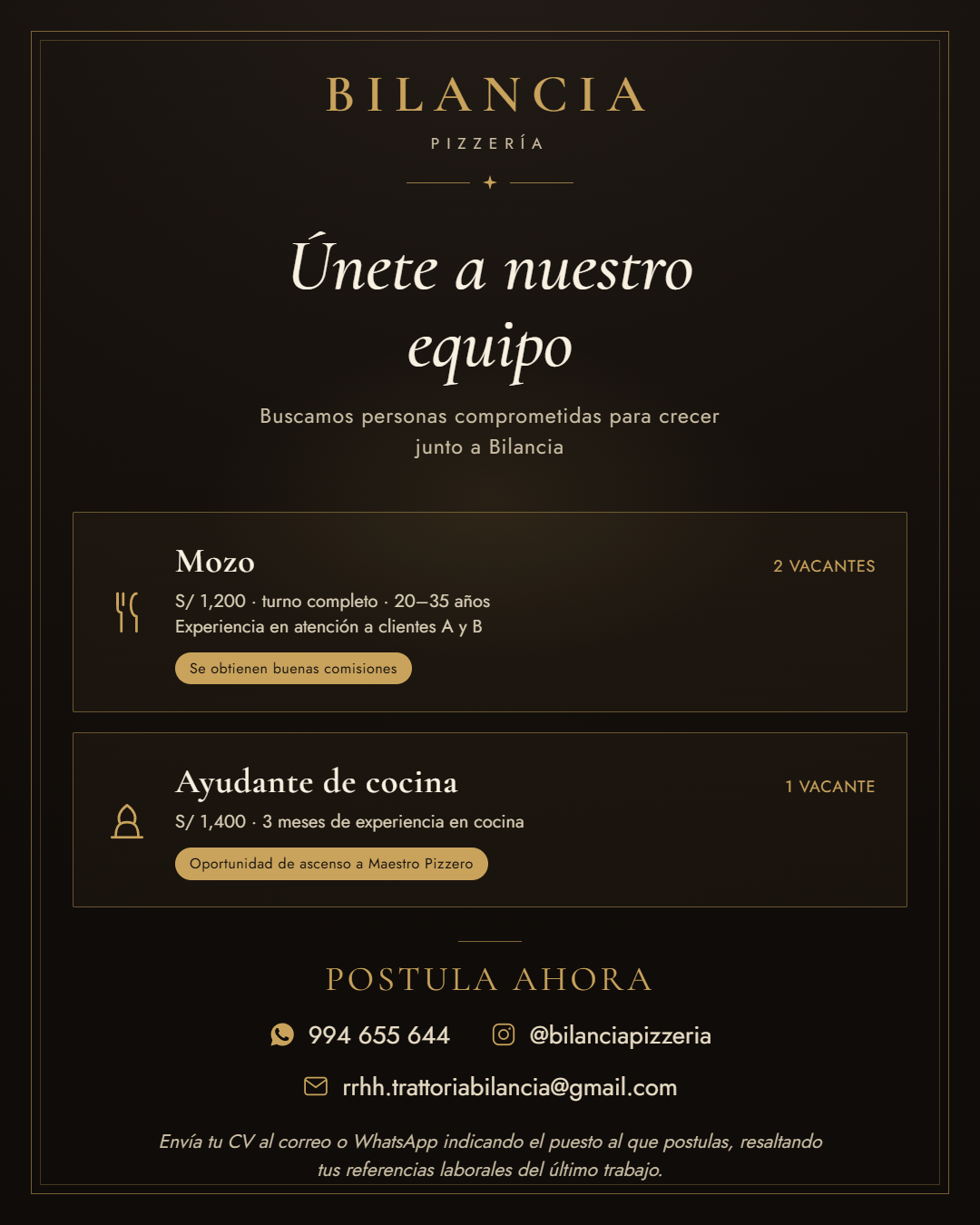 02 MOZOS / AZAFATAS y AYUDANTE DE COCINA