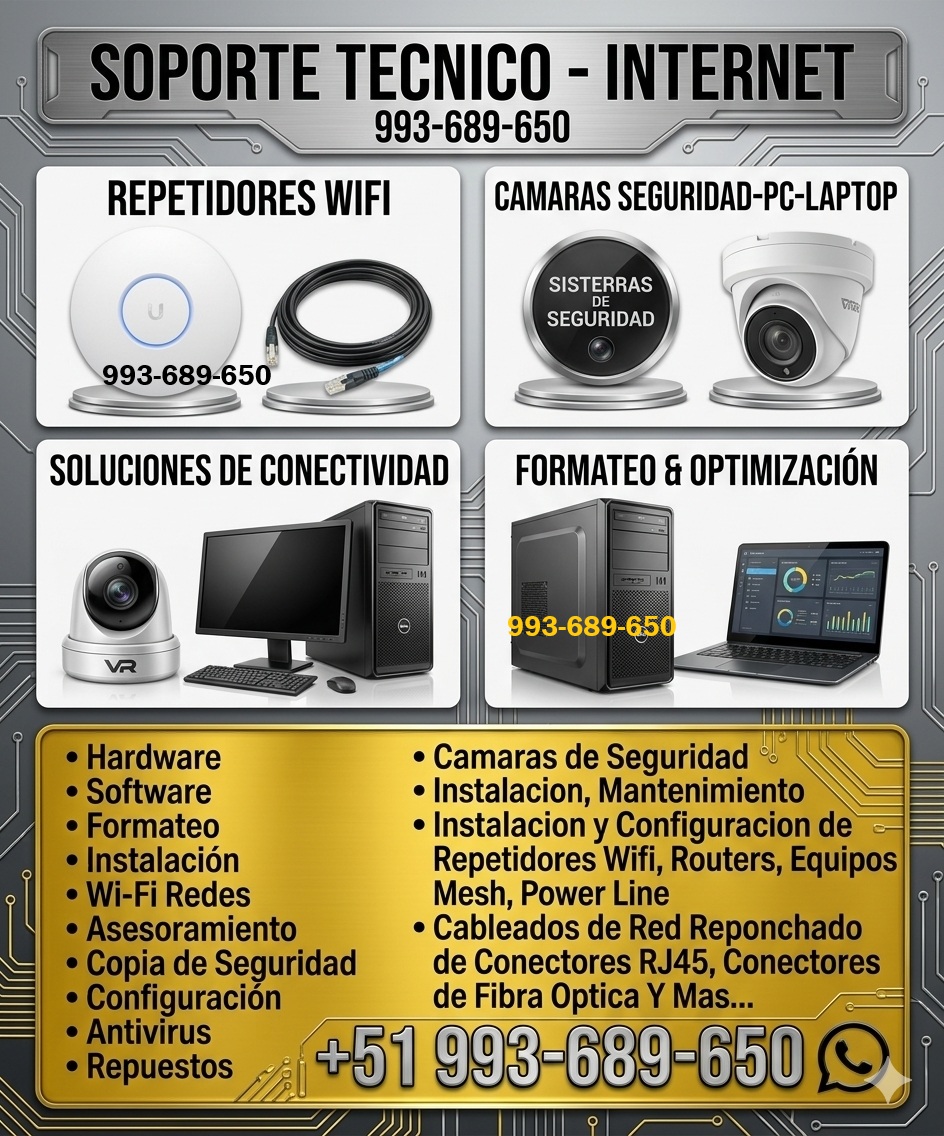 SERVICIO TÉCNICO ESPECIALIZADO: INTERNET, FIBRA ÓPTICA, CÁMARAS Y CÓMPUTO