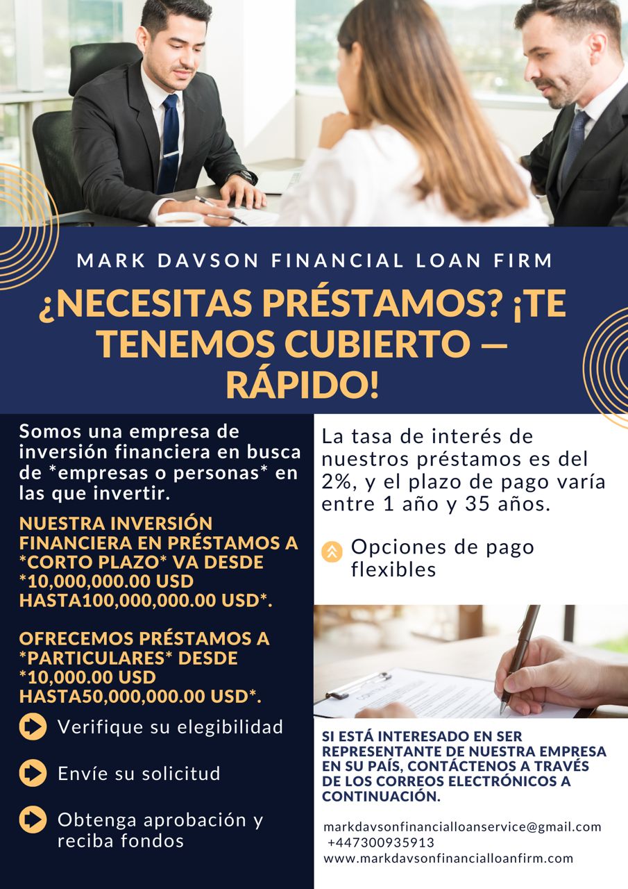Soluciones de financiación a medida para sus proyectos con Mark Davson Financial Loan Firm +447300935913.