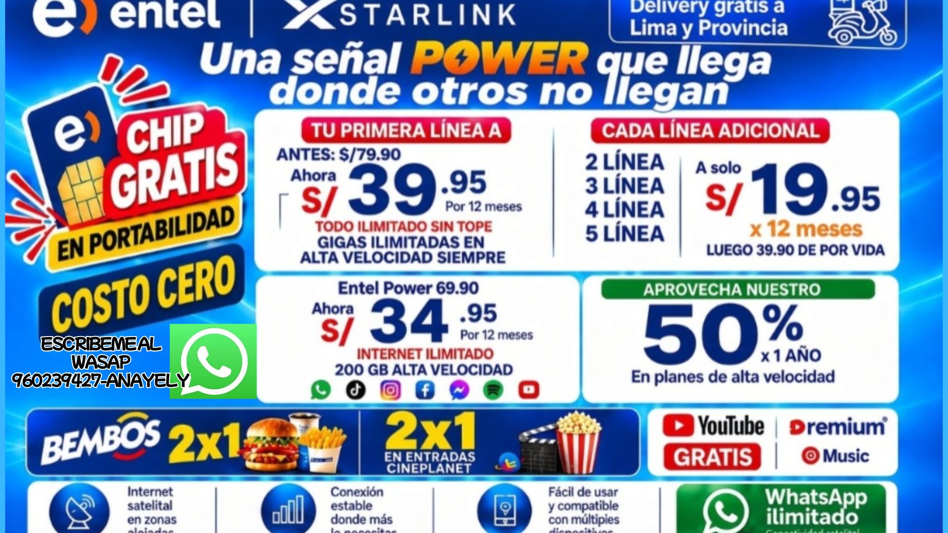 CAMBIATE A ENTEL CON EL 50% DE DESCUENTO, CON TU MISMO NÚMERO!!