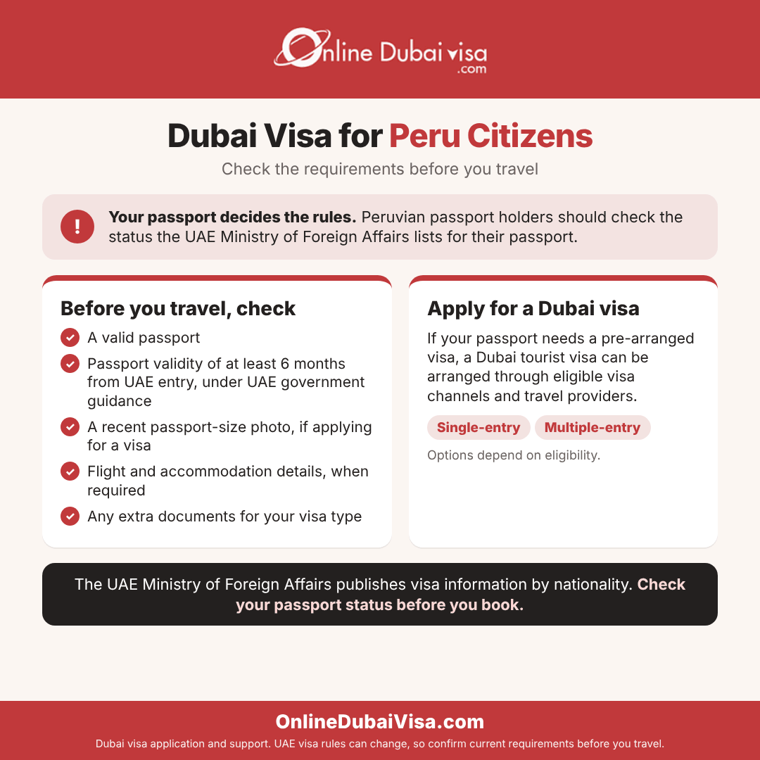 Dubai Visa for Peru Citizens – Apply Online
